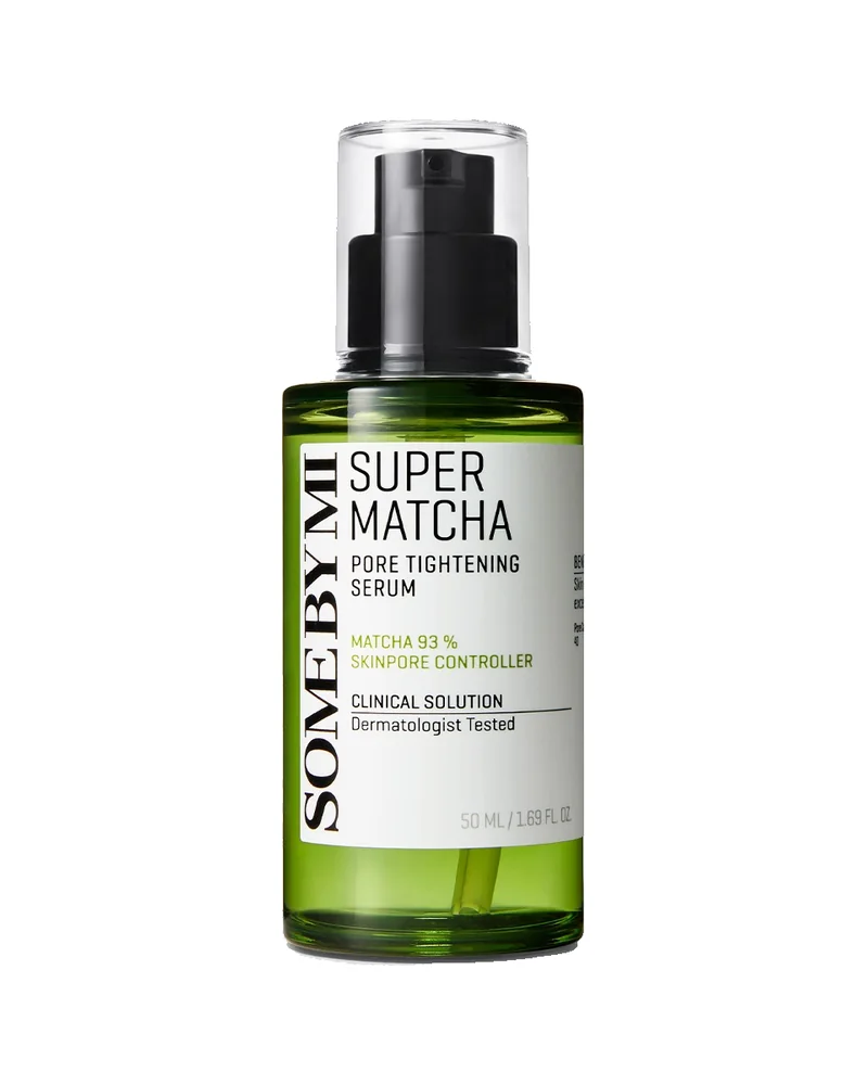 Envase de Super Matcha Pore Tightening Serum sobre fondo blanco