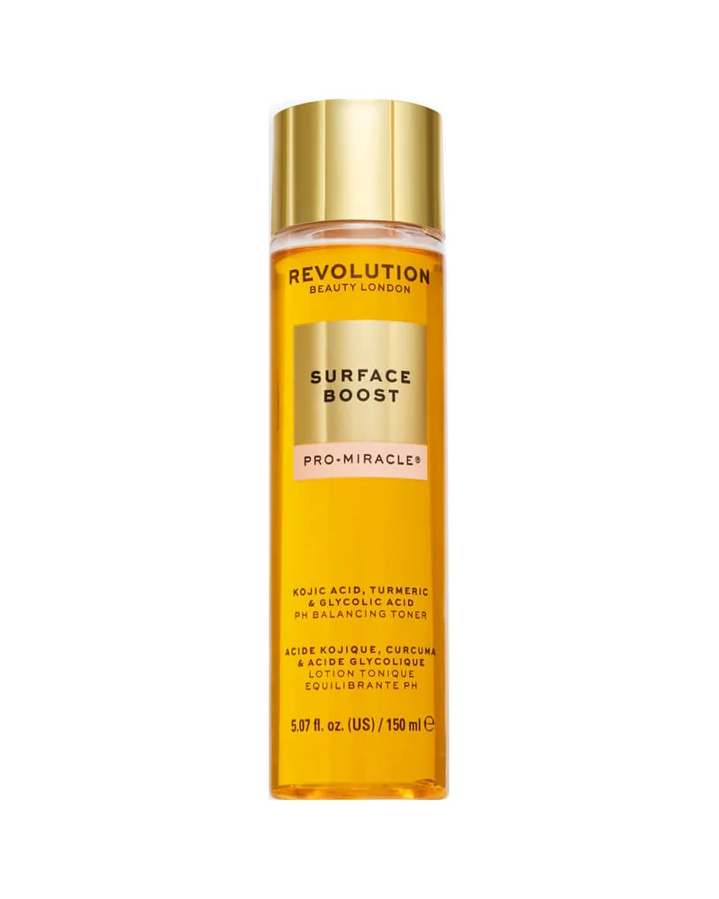 Frasco de Pro Miracle Surface Boost Toner sobre fondo blanco