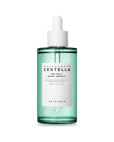 Envase de Madagascar Centella Tea-Trica Relief Ampoule sobre fondo blanco