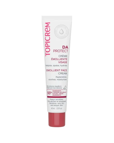 Tubo de DA Protect Crema Emoliente Facial sobre fondo blanco