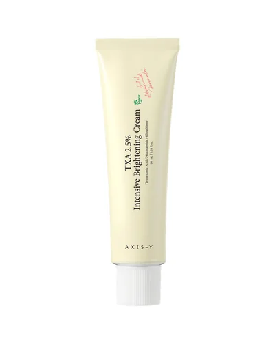 Tubo de TXA 2.5% Intensive Brightening Cream sobre fondo blanco