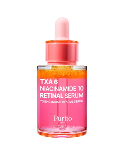 Envase de TXA 6 Niacinamide 10 Retinal Serum sobre fondo blanco