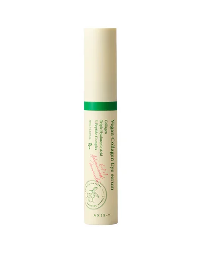 Tubo con aplicador de Vegan Collagen Eye Serum sobre fondo blanco