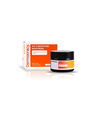 Tarro de Vit C Matifying Moisturizer junto a su caja sobre fondo blanco