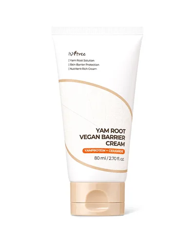 Tubo de Yam Root Vegan Barrier Cream sobre fondo blanco