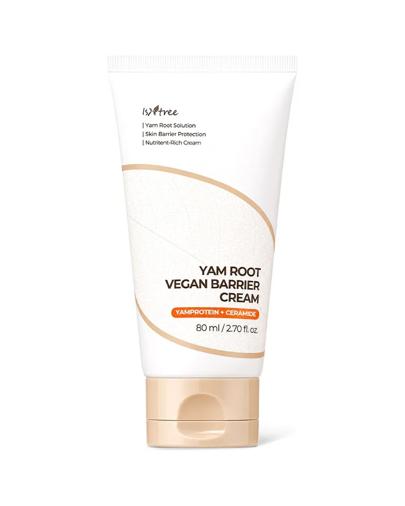 Tubo de Yam Root Vegan Barrier Cream sobre fondo blanco
