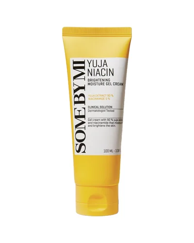 Envase de Yuja Niacin Brightening Moisture Gel Cream sobre fondo blanco